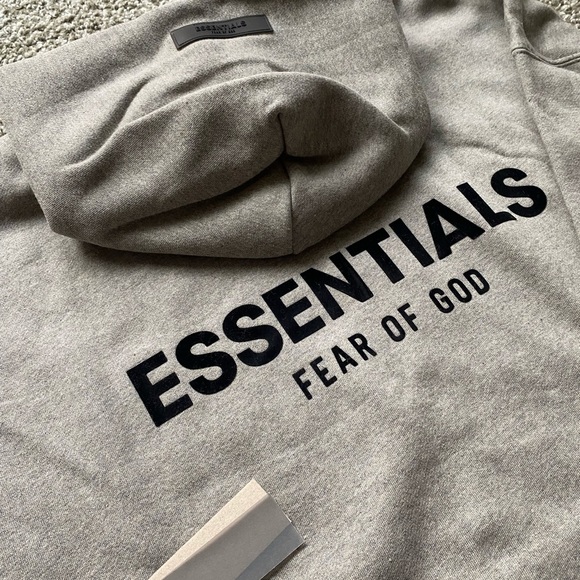 ESSENTIALS FEAR OF GOD DARK OATMEAL PULLOVER HOODIE - Picture 3 of 9